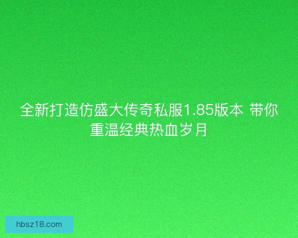 全新打造仿盛大传奇私服1.85版本 带你重温经典热血岁月